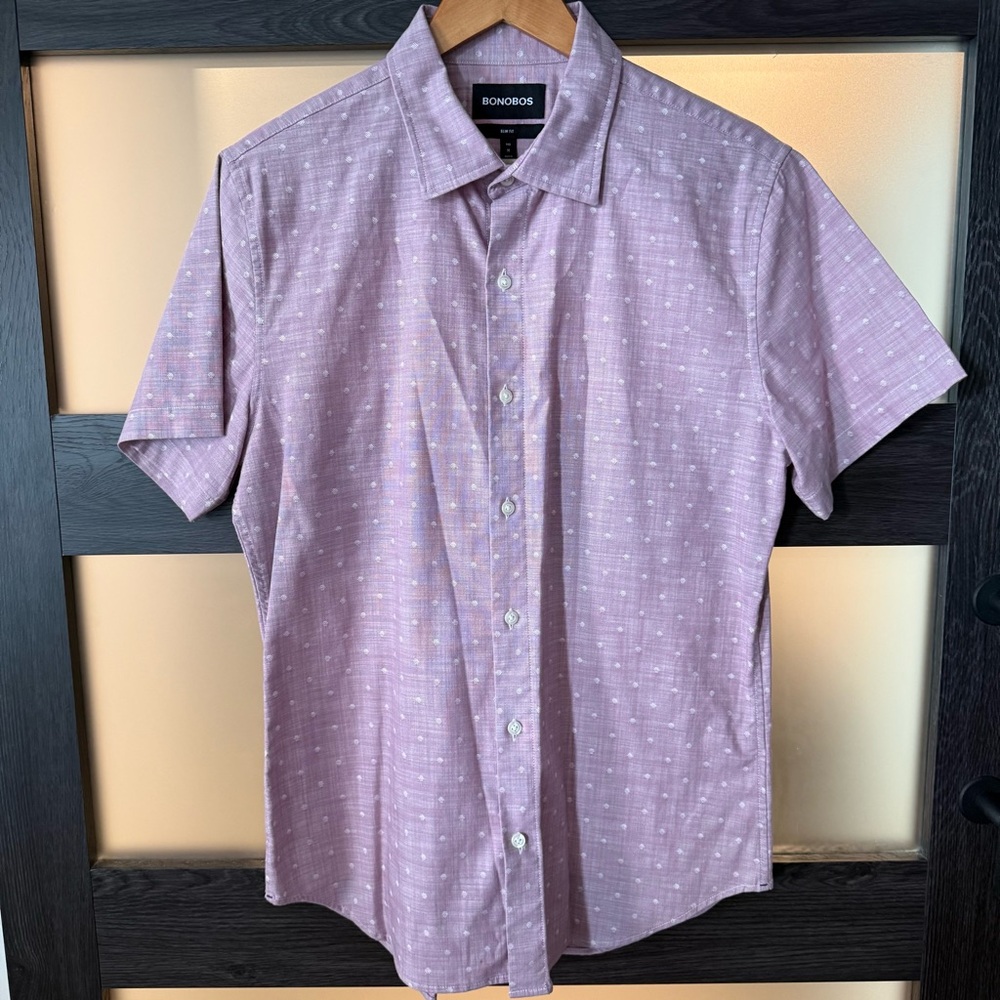 Bonobos short-sleeve button-up shirt with a subtle pattern Medium Slim Fit
